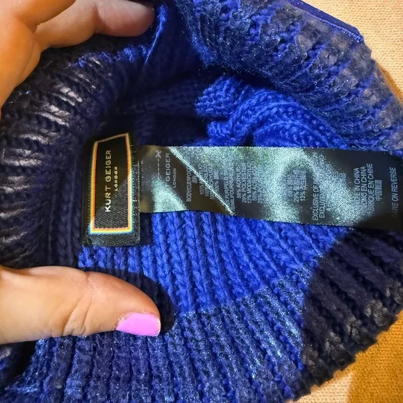 NEW Kurt Geiger Royal Blue Knit Beanie NEW Kurt Geiger Royal Blue Knit Beanie - mail.slic.net.in main image 4